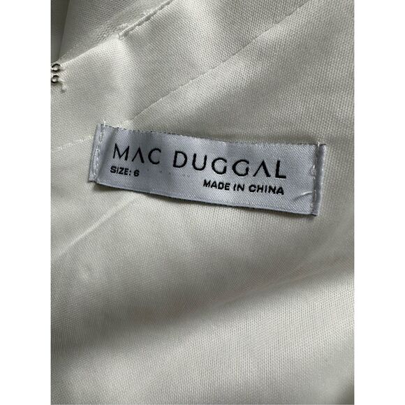 MAC DUGGAL FLORAL EMBELLISHED V-NECK MIDI DRESS WITH SHOULDER BOW - Picture 11 of 12